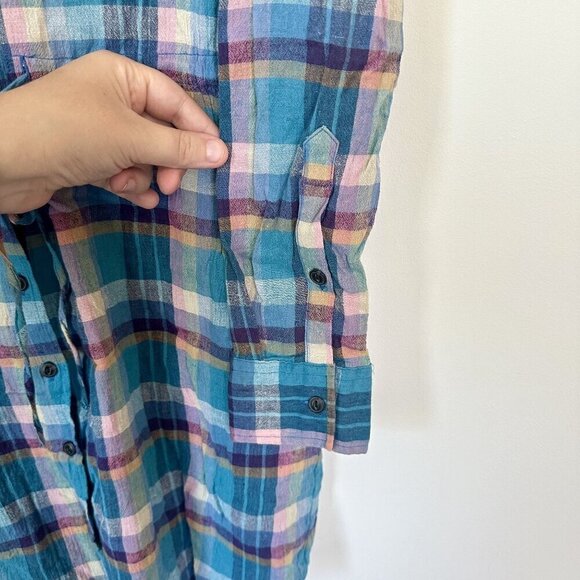 Jach's Girlfriend Blue Plaid Shirt Dress/Tunic - Size: Medium - Picture 8 of 9